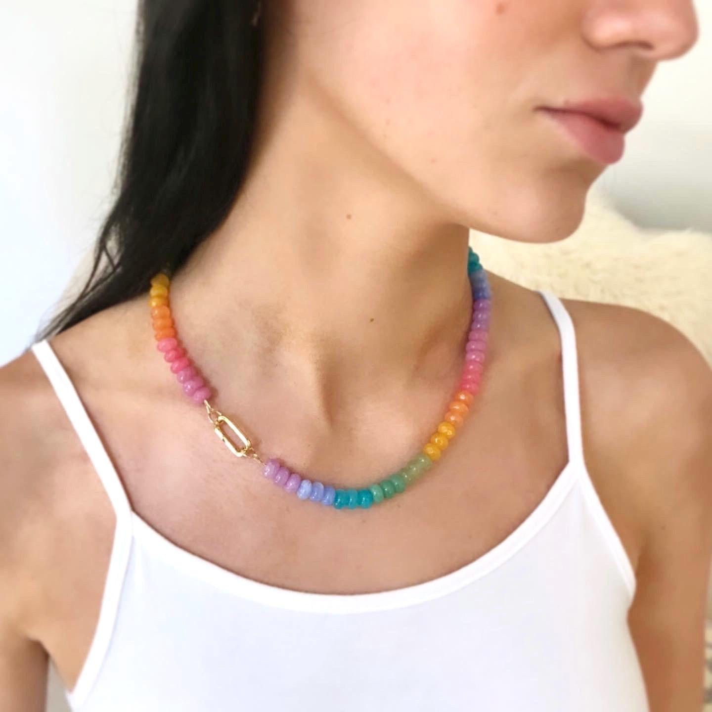 Tropical Fruit, TANGO MANGO Necklace: one of a kind ombré gemstone necklace in juicy, exotic colors of delicious mangos and tropical fruit