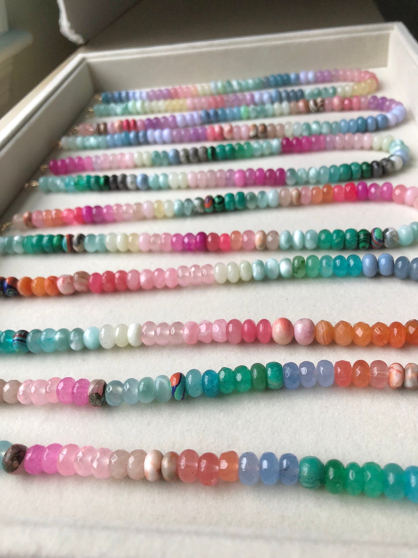 Cactus Blossom CB1 Faded Wood Necklace: one of a kind ombré gemstone necklace inspired by west coast blooming cactus, small-batch series