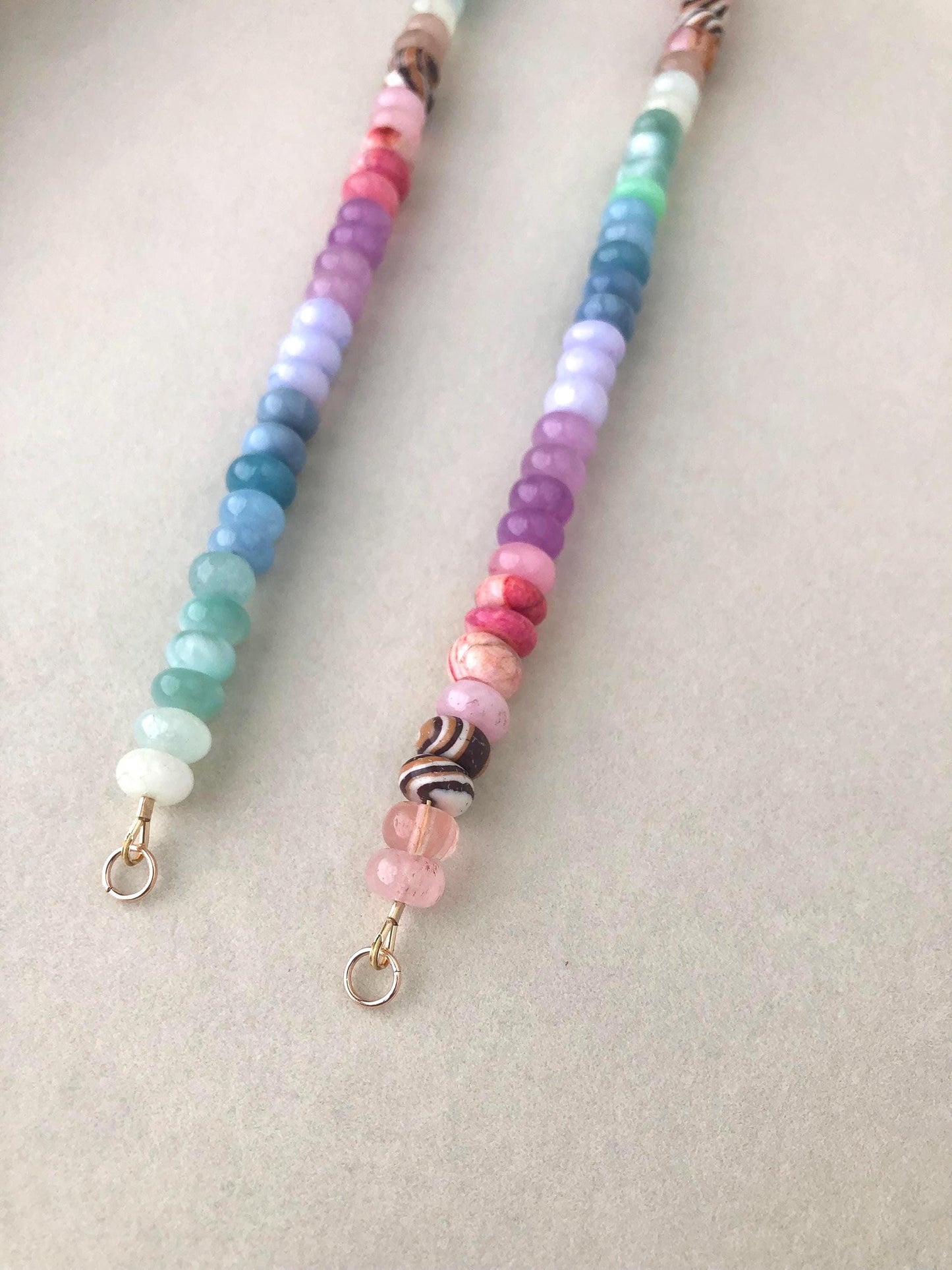 Cactus Blossom CB1 Faded Wood Necklace: one of a kind ombré gemstone necklace inspired by west coast blooming cactus, small-batch series