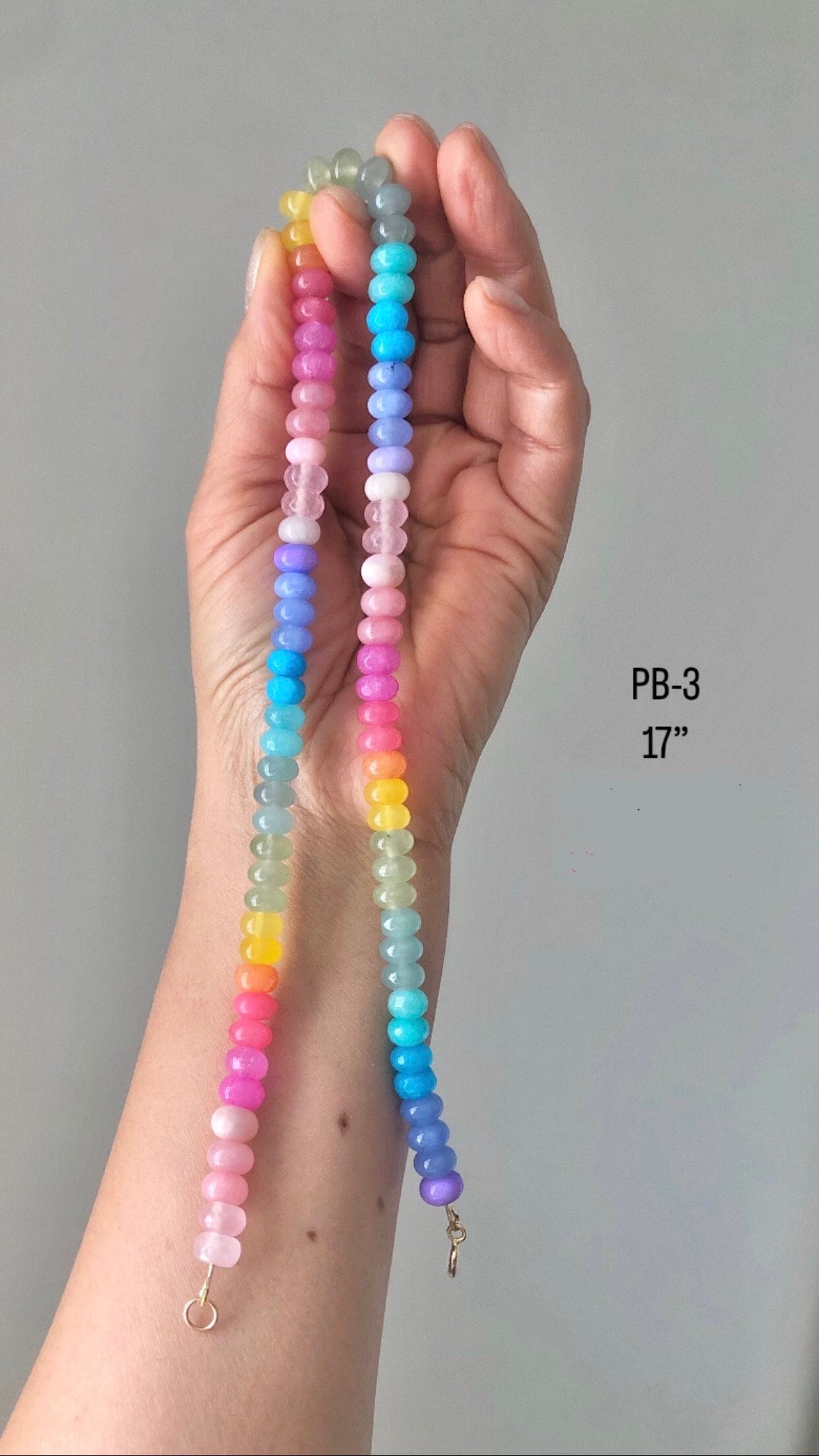 Pastel Bright #PB4 Ombre Rainbow Necklace: colorful, joyful, one of a kind mixed gemstone bead necklaces