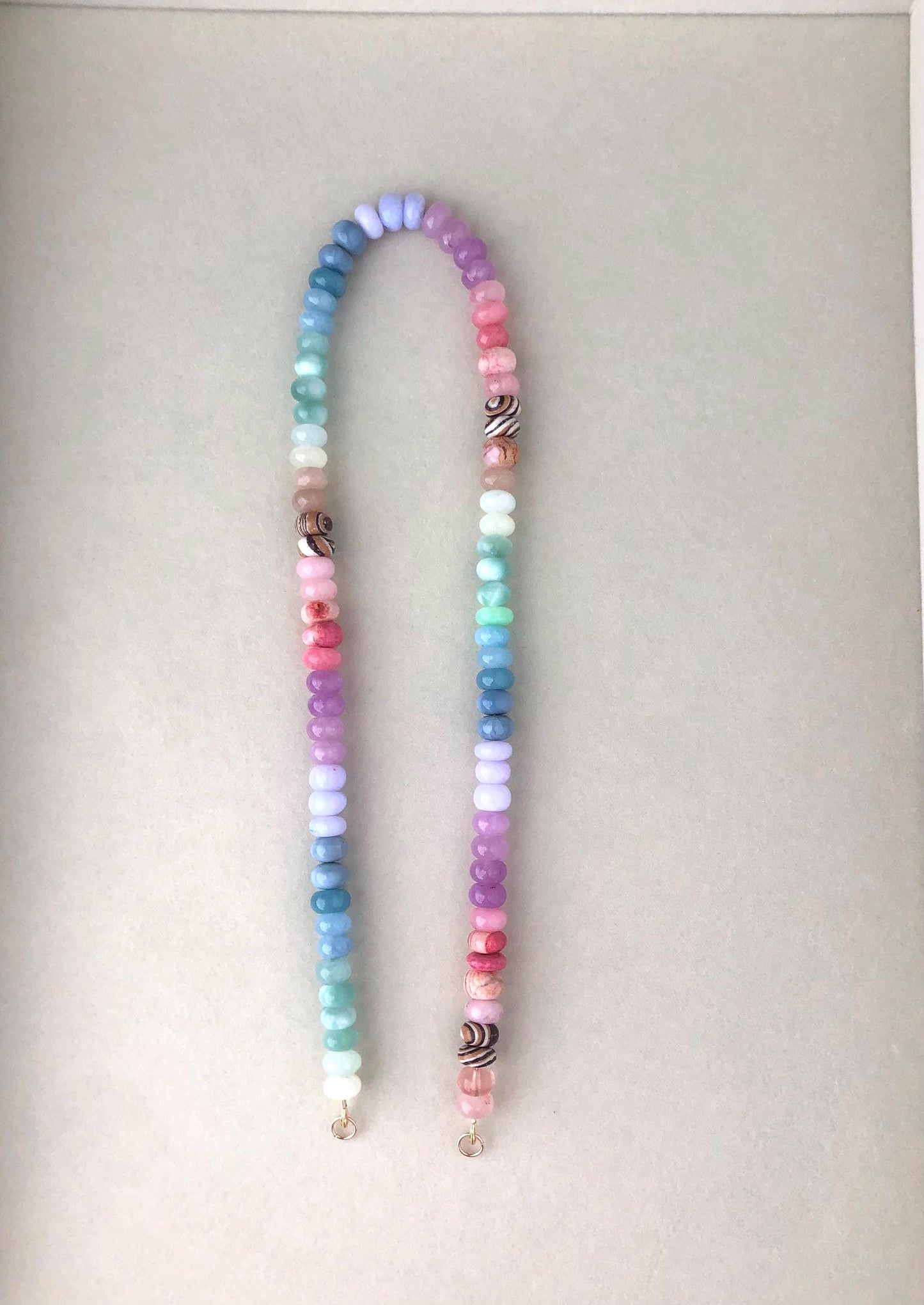 Cactus Blossom CB1 Faded Wood Necklace: one of a kind ombré gemstone necklace inspired by west coast blooming cactus, small-batch series