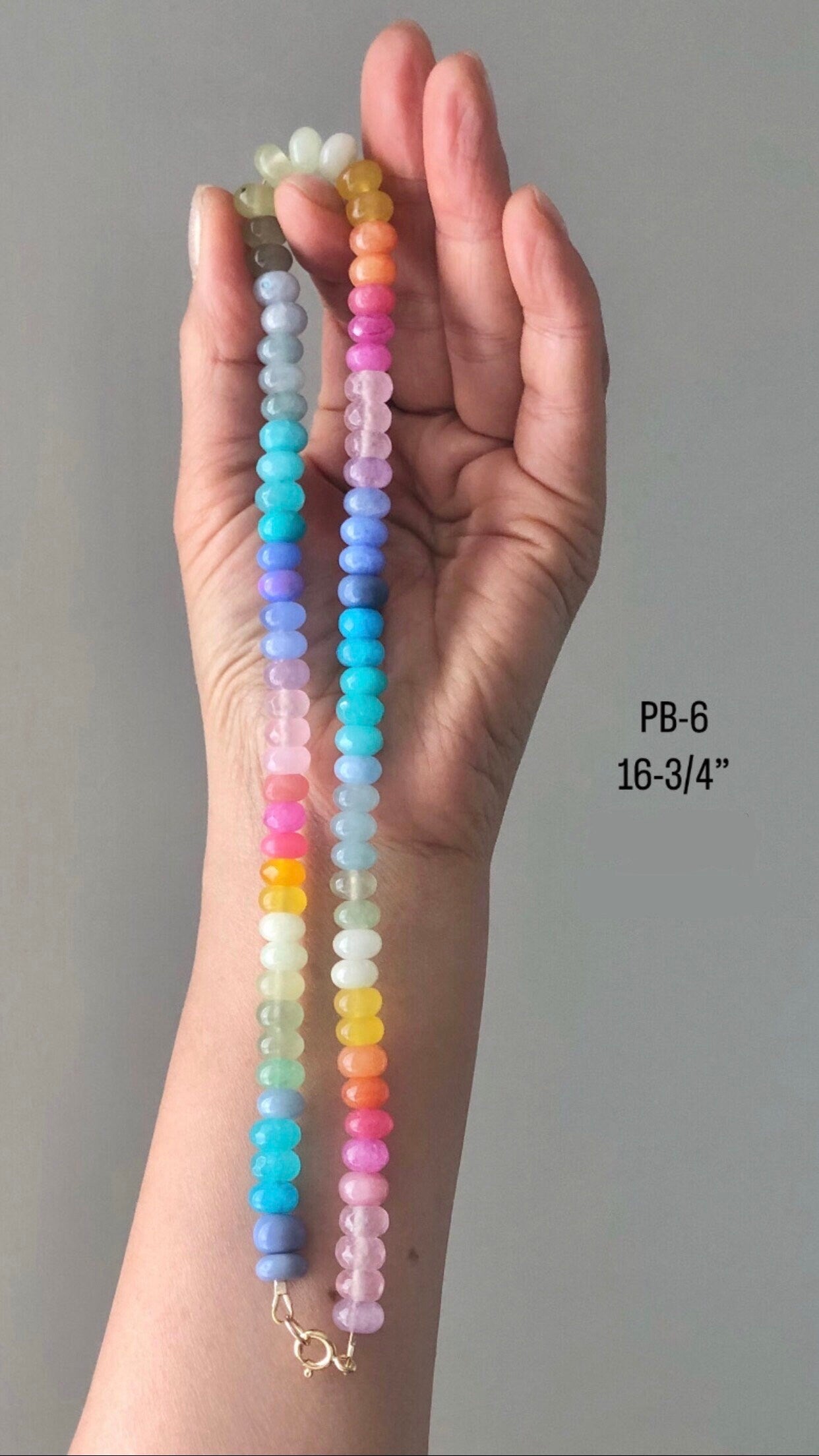 Pastel Bright #PB4 Ombre Rainbow Necklace: colorful, joyful, one of a kind mixed gemstone bead necklaces