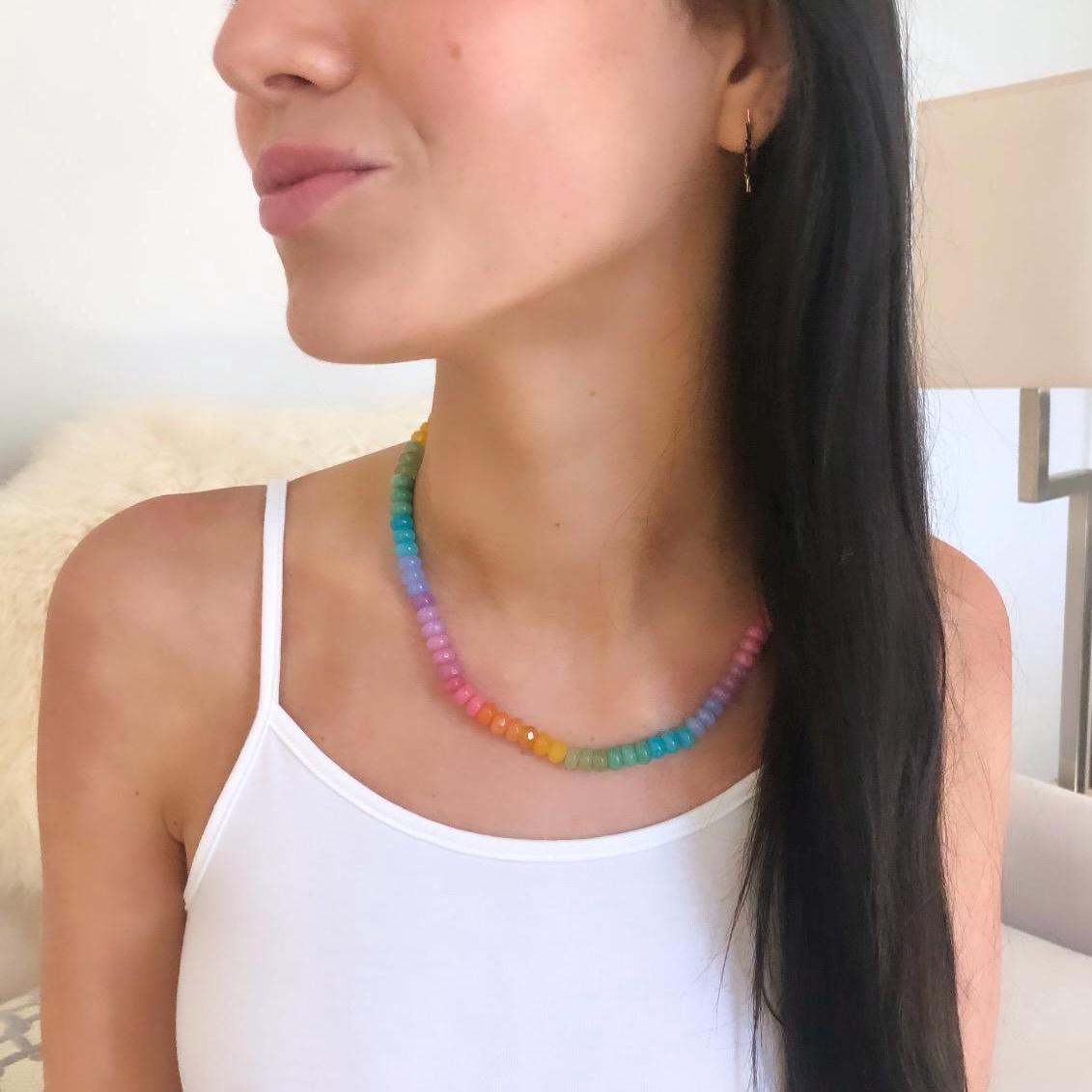 Tropical Fruit, TANGO MANGO Necklace: one of a kind ombré gemstone necklace in juicy, exotic colors of delicious mangos and tropical fruit
