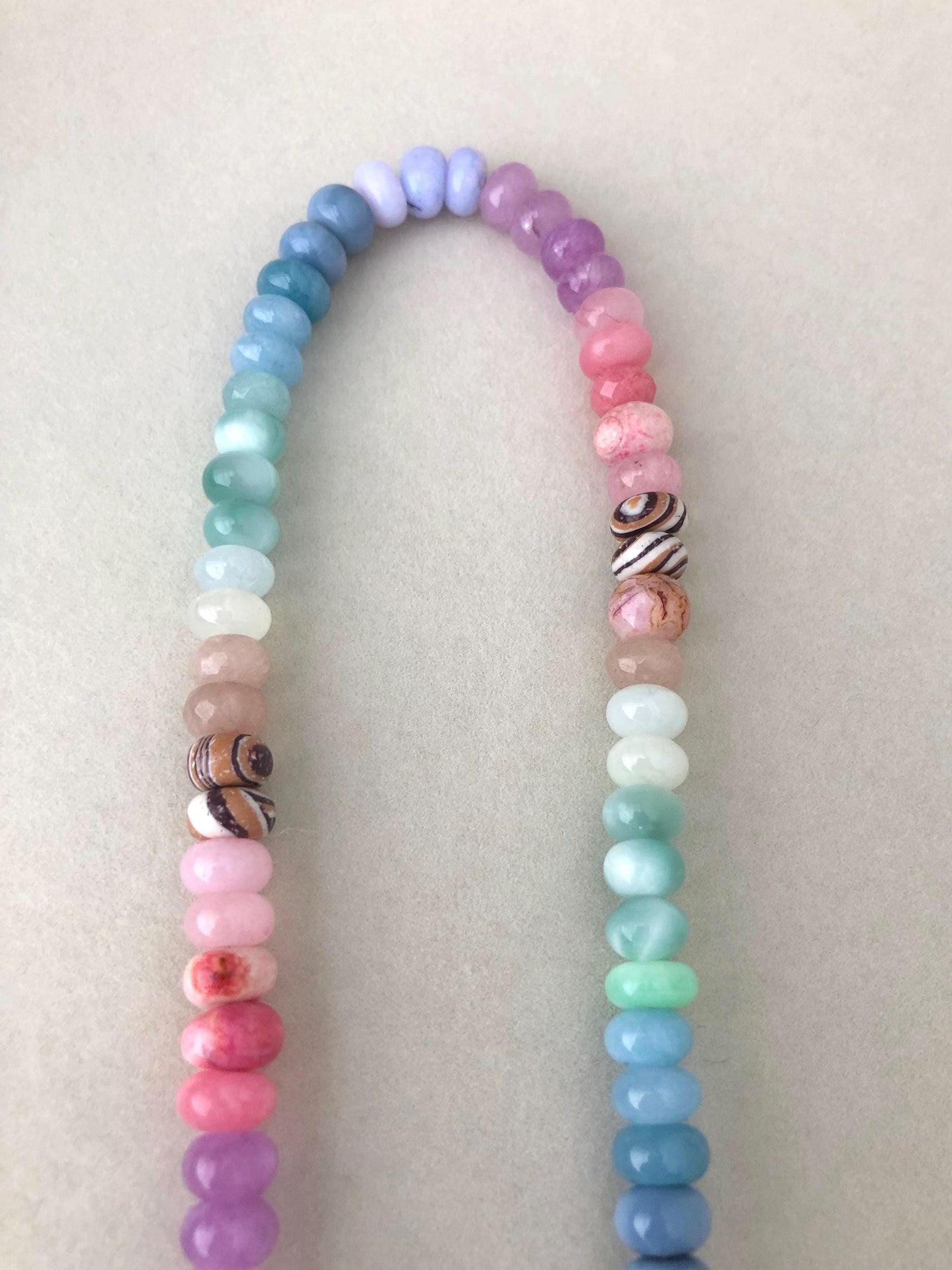 Cactus Blossom CB1 Faded Wood Necklace: one of a kind ombré gemstone necklace inspired by west coast blooming cactus, small-batch series