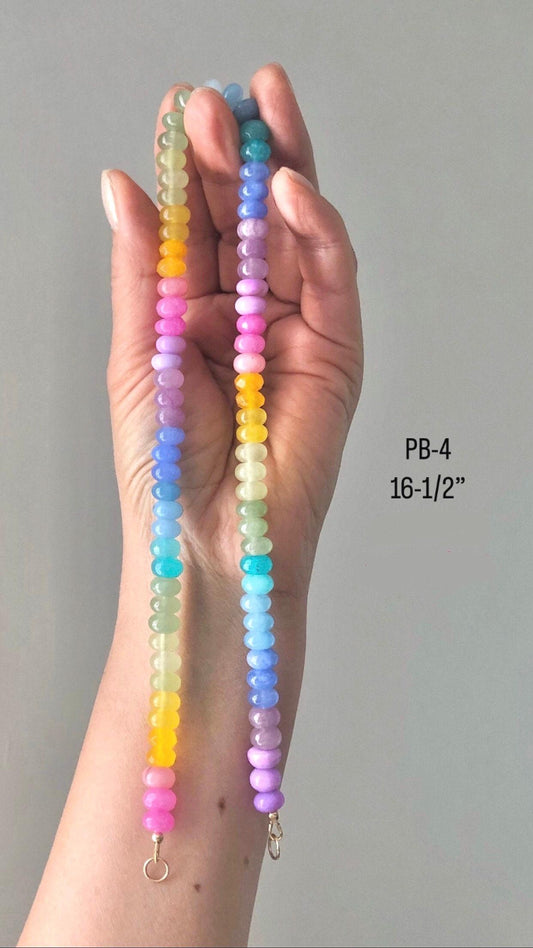 Pastel Bright #PB4 Ombre Rainbow Necklace: colorful, joyful, one of a kind mixed gemstone bead necklaces