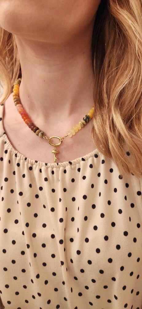 Tropical Fruit, KIWI Necklace: one of a kind ombré gemstone necklace in juicy, bright, exotic colors of yummy tropical fruits