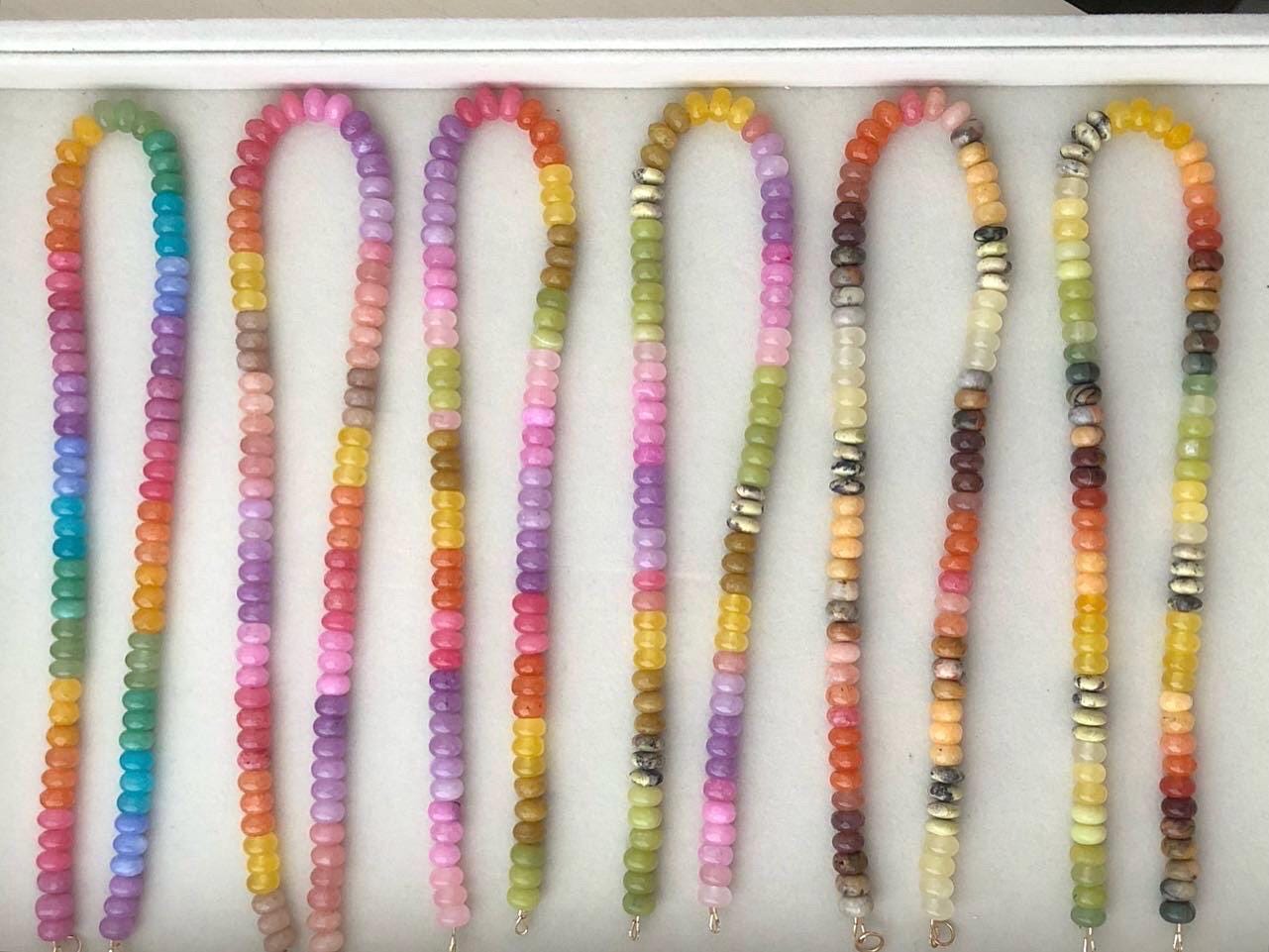 Tropical Fruit, KIWI Necklace: one of a kind ombré gemstone necklace in juicy, bright, exotic colors of yummy tropical fruits