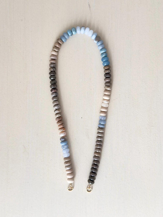 Glimmer Blue4 Necklace: one of a kind ombré gemstone necklace, Emerge Collection, blues, cream, sand colors with a tough of sparkle